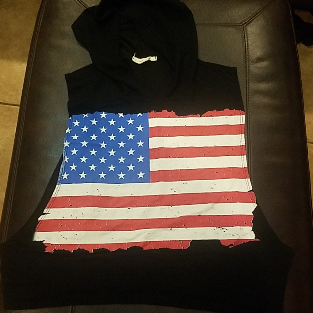 American flag hooded crop top... WORN ONCE!